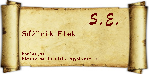 Sárik Elek névjegykártya